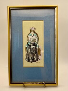 Vintage woven silk tapestry Mrs‎ Albee Avon